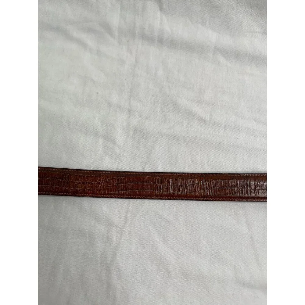 Trafalgar Brown Land Lizard Leather Belt Size 38 Handmade In Italy